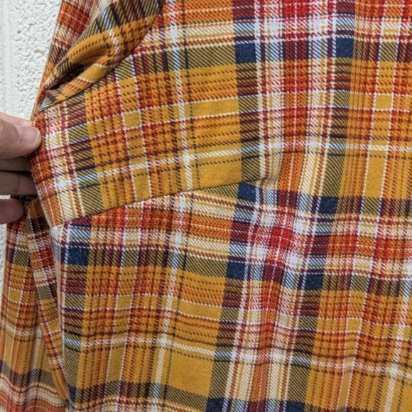 Bobbie Brooks 1X plus flannel look button down shirt in mustard - Picture 6 of 9